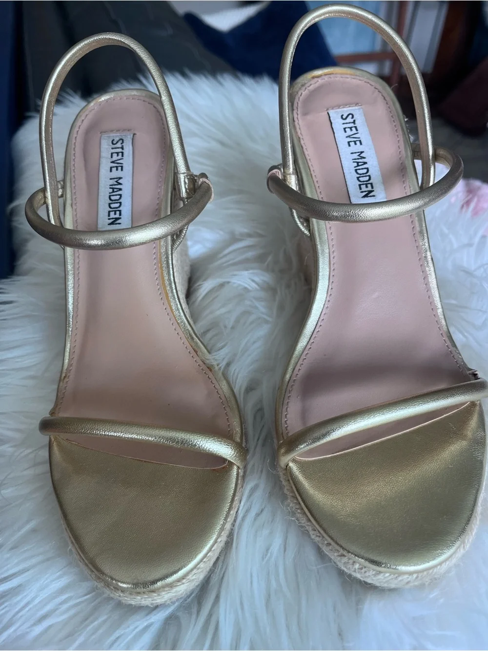 Steve Madden Gold Metallic Espadrille Wedge Sandals